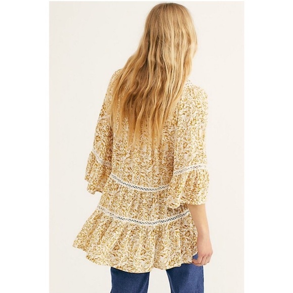 Free People Yellow Floral Boho Tunic Top - Picture 3 of 10